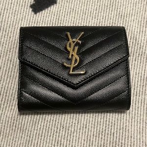 New YSL Saint Laurent Monogram Wallet Black CASSANDRE MATELASSÉ TRI FOLD LEATHER